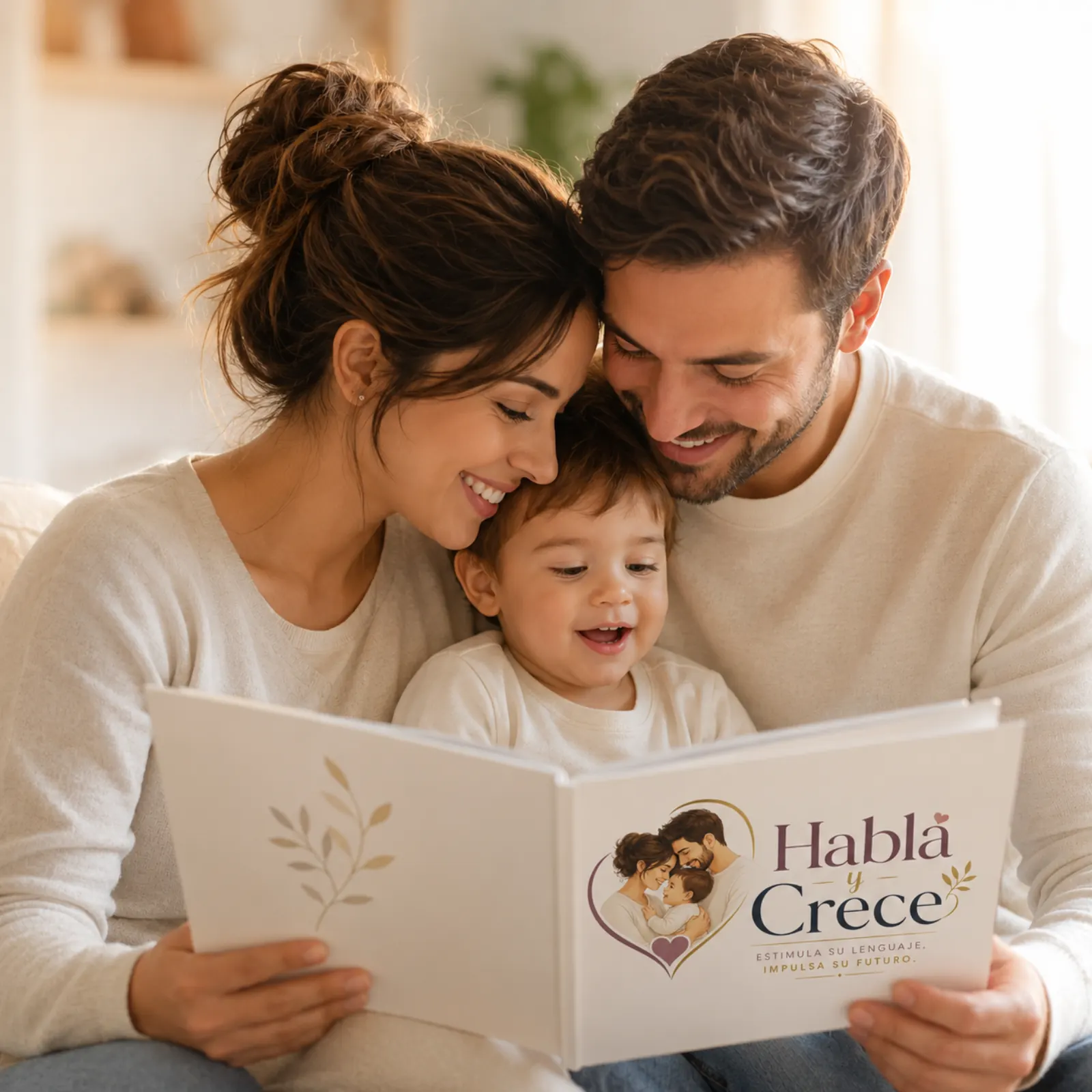 Familia leyendo con su bebé